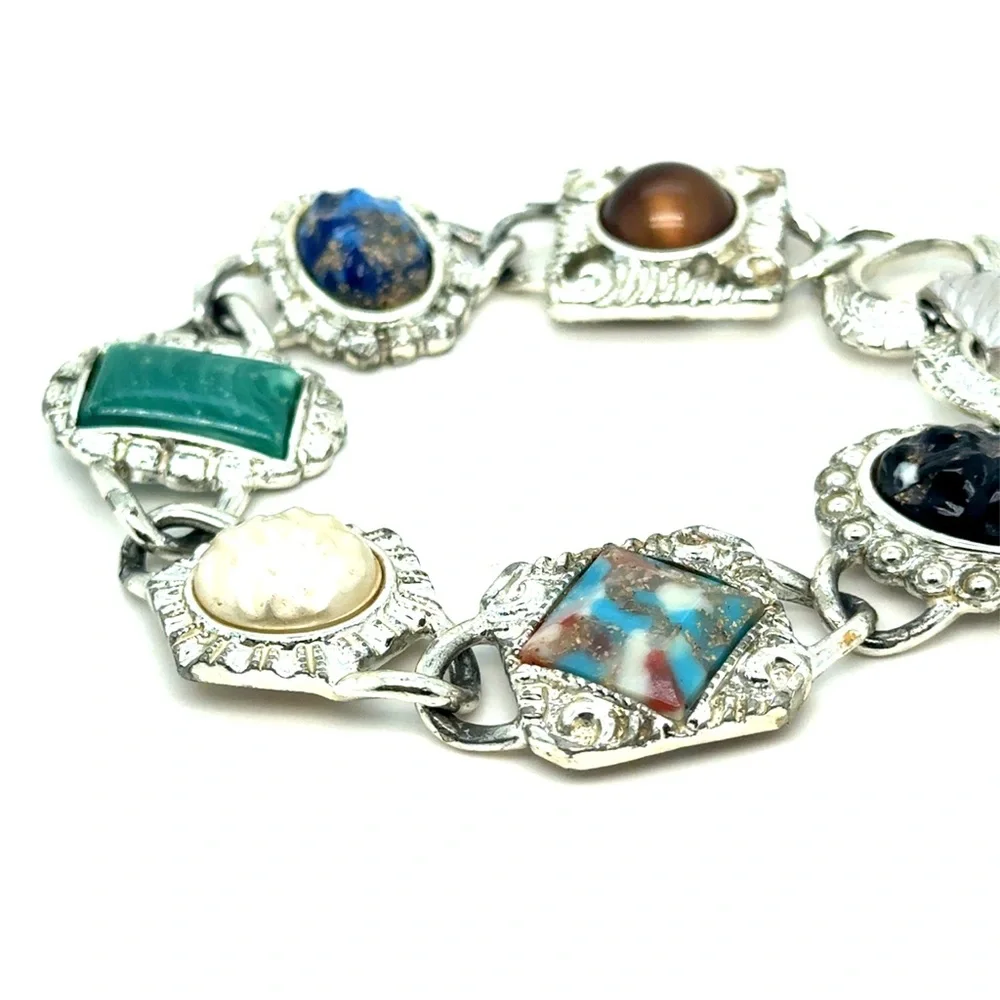 Sarah Cov. Multistone Silver-Tone Link Bracelet‎ -